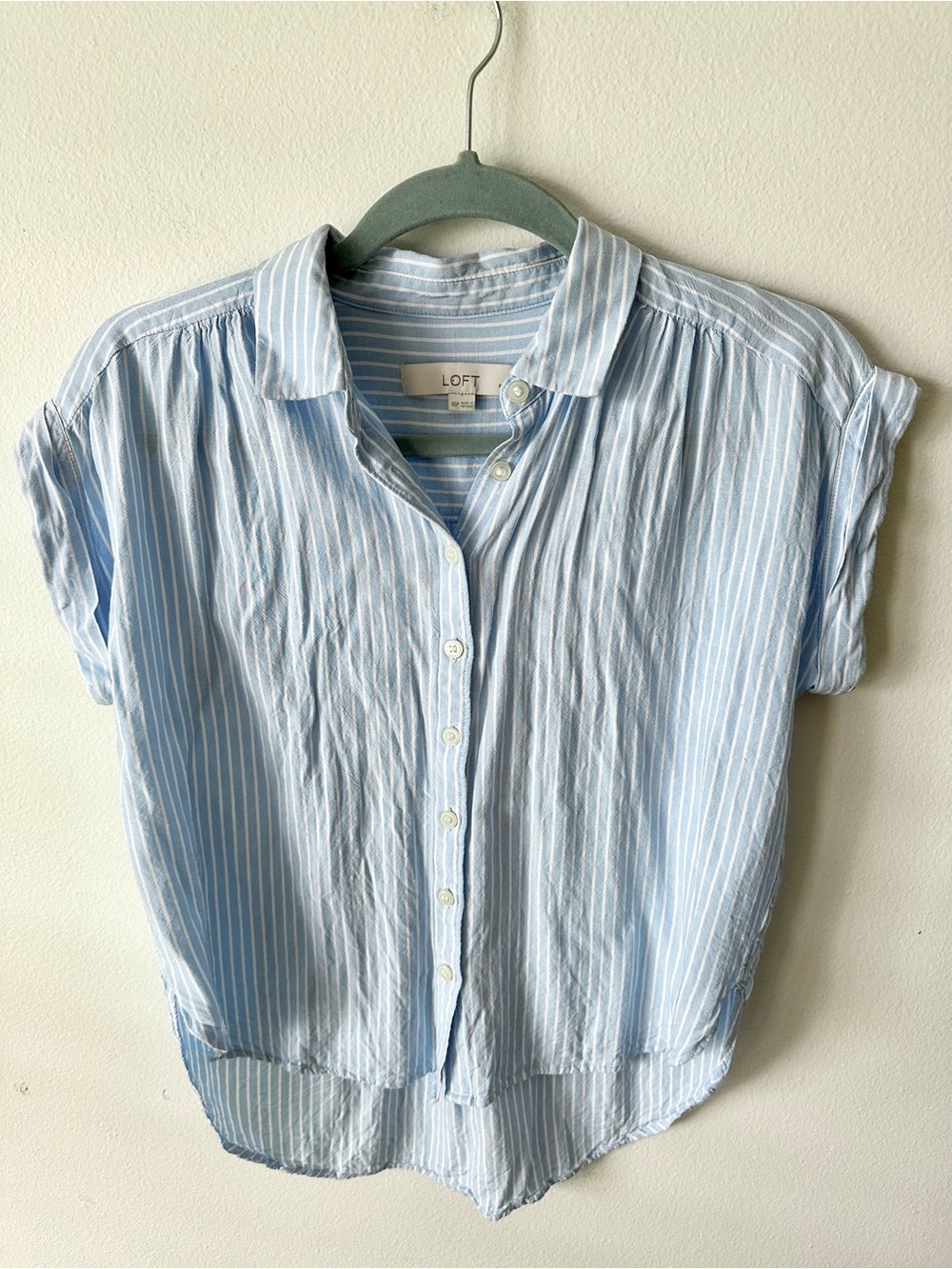 LOFT Striped Everday Collared Dolman Blouse
